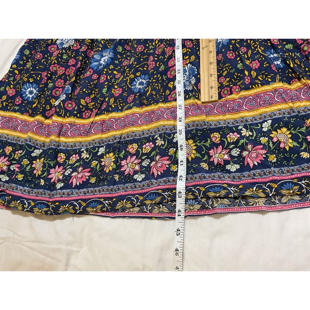 Floral Boho  Dress Womens XS Long Sleeve Midi Maxi Cottagecore Tassels - Picture 12 of 13
